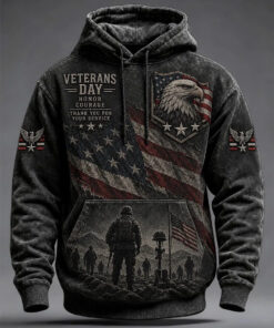 US Veteran Merch US Bald Eagle Honor Courage Hoodie Military Brother Gifts