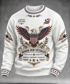 US Veterans Merch Land Of The Free Sweatshirt US Bald Eagle Patriotic Gifts