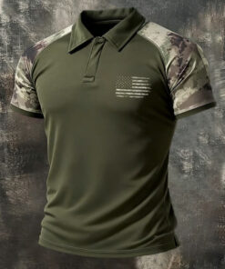 USA Camouflage Polo Shirt Patriotic 250th Anniversary Tee Independence Day Shirt - Homegiftaura