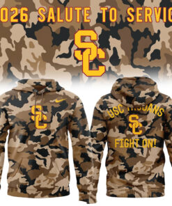 USC Trojans Merch 2026 Salute To Service Camo Hoodie Veterans Day Gifts For Army