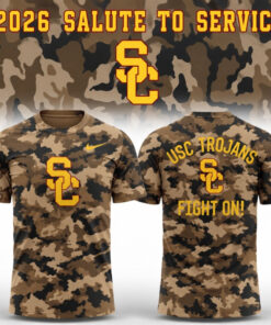 USC Trojans Merch 2026 Salute To Service Camo T-Shirt Military Veterans Day Sports Fan Gift