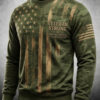 Veteran Strong Camo Sweatshirt US Flag Military Mens Apparel Husband Gifts