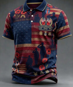 Veterans Day Merch Land Of The Free Day Polo Shirt Military Gifts For Patriotic Dad