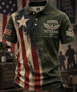 Veterans Day Merch Polo Shirt Patriotic US Flag Polo Shirt Honor Our Heroes Apparel
