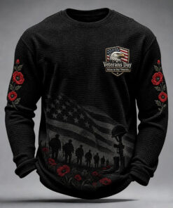 Veterans Day Merch Rose LOng Sleeve Shirt Patriotic Remembrance Day Gifts For Dad