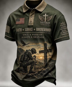 Veterans Day Polo Shirt Faith Service Brotherhood Military Merch Patriotic Gifts