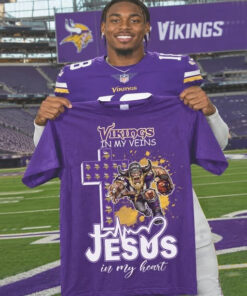 Vikings In My Veins T-Shirt Jesus In My Heart Merch Minnesota Football Christian Gifts