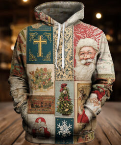 Vintage Christian Cross Hoodie Religious Santa Claus Bible Clothes Faith Gifts For Men