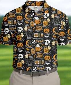 Vintage Halloween Skull Polo Shirt Halloween Movie Merch Gifts For Men
