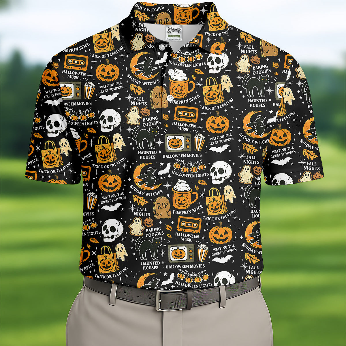 Vintage Halloween Skull Polo Shirt Halloween Movie Merch Gifts For Men