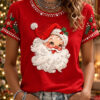 Vintage Santa Claus Face Red T-Shirt Retro Santa Clothing Christmas Apparel Gifts