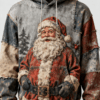 Vintage Santa Claus Scenic Hoodie Santa Face Holiday Clothing Christmas Presents For Brother