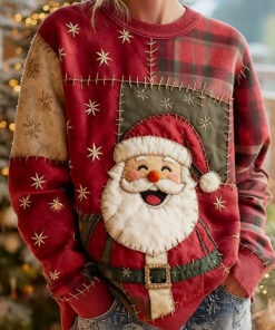 Vintage Santa Claus Sweatshirt Christmas Womens Clothing Gifts For Her