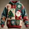 Vintage Santa Hoodie Christmas Tree Mens Apparel Unique Xmas Gift