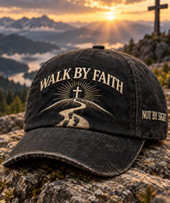 Walk By Faith Not By Sight Baseball Hat Christian Cross Cap Religious Gift For Husband