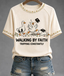 Walking By Faith T-Shirt Christian Womens Clothes Religious Gift Ideas For Her