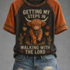Walking With The Lord T-Shirt Christian Funny Cow Clothing Gifts For My Mom