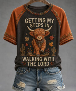 Walking With The Lord T-Shirt Christian Funny Cow Clothing Gifts For My Mom