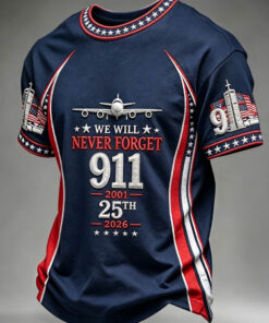 We Will Never Forget 911 T-Shirt September Commemorative Clothing Patriotic American Flag Gift