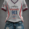 We Will Never Forget V-Neck T-Shirt Patriot Day Clothing Gifts For Women