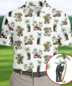 White Tropical Halloween Polo Shirt Funny Spooky Beach Mens Apparel Gifts For Him