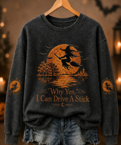 Why Yes I Can Drive A Stick Sweatshirt Halloween Witch Merch Gift Ideas For Wife