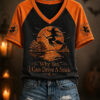 Why Yes I Can Drive A Stick V-Neck Shirt Halloween Witch Tee Apparel For Her