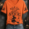 Why Yes I Can Drive A Stick V-Neck T-Shirt Witch Halloween Womens Apparel Gifts For Mom