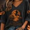 Why Yes I Can Drive A Stick Witch Halloween Cropped V-Neck Sleeve Shirt Birthday Gift For Her