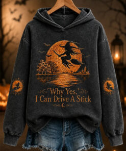 Why Yes Shirt 'Flying Witch Halloween Hoodie Full Moon Merch Spooky Gifts For Her