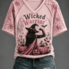 Wicked Warrior V-Neck Shirt Halloween Witch Merch Meaningful Gifts For Wife