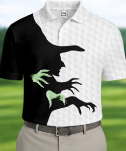 Wicked Witch Silhouette Halloween Golf Shirt Spooky Wizard Mens Merch
