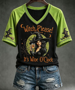 Witch Please V-Neck T-Shirt Halloween Womens Apparel Gifts For Her