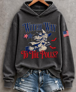 Witch Way To The Polls Hoodie Funny Halloween Election Merch Spooky Season Voter Gifts