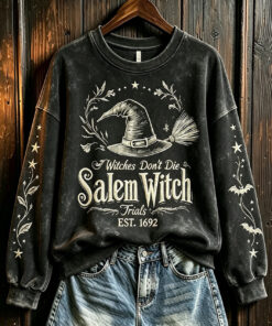Witches Don't Die Salem Witch Sweatshirt Gothic Crow Clothing Halloween Gifts For Friend