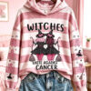 Witches Unite Against Cancer Hoodie Breast Cancer Awareness Clothing Trendy Halloween Apparel