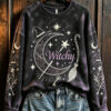 Witchy Crescent Moon Sweatshirt Halloween Womens Apparel Gothic Spooky Gifts For Her