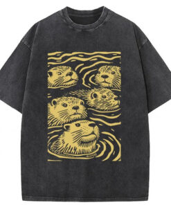 Woodcut Otter Washed T Shirt Funny Quote Unisex Shirt Gifts For Brother Gypsysystersgift - Homegiftaura