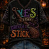 Yes I Can Drive A Stick V-Neck T-Shirt Colorful Witch Halloween Merch Gift Ideas For Mom