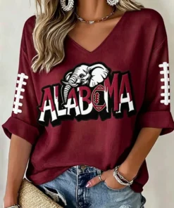 Alabama Football Merch Football V-Neck Raglan Shirt Game Day Gifts For Sister