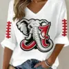 Alabama Football Merch Football V-Neck Raglan Shirt Game Day Ideas For Her