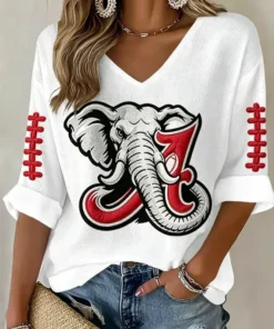 Alabama Football Merch Football V-Neck Raglan Shirt Game Day Ideas For Her