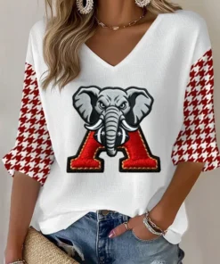 Alabama Football Merch Football V-Neck Raglan Shirt Sports Game Day Sister Gifts