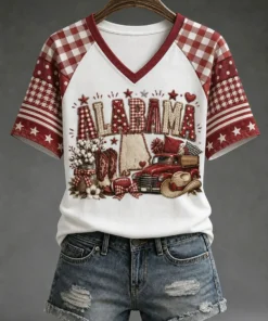 Alabama Football Merch Football V-Neck T-Shirt Game Day Sister Gifts
