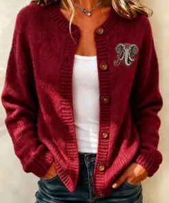 Alabama Football Merch Game Day Round Neck Cardigan Football Presents For Her