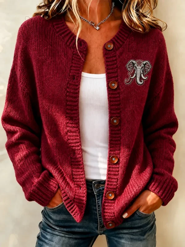 Alabama Football Merch Game Day Round Neck Cardigan Football Presents For Her