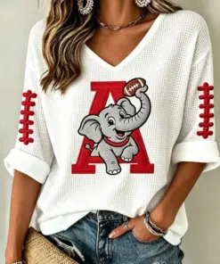 Alabama Football Merch Game Day V-Neck Raglan Shirt Football Gift Ideas For Mom