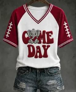 Alabama Football Merch Game Day V-Neck T-Shirt Football Presents For Her