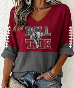 Alabama Football Merch Roll Tide Football V-Neck Raglan Shirt Game Day Gifts