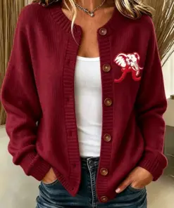 Alabama Football Merch Roll Tide Round Neck Cardigan Football Gifts For Mom
